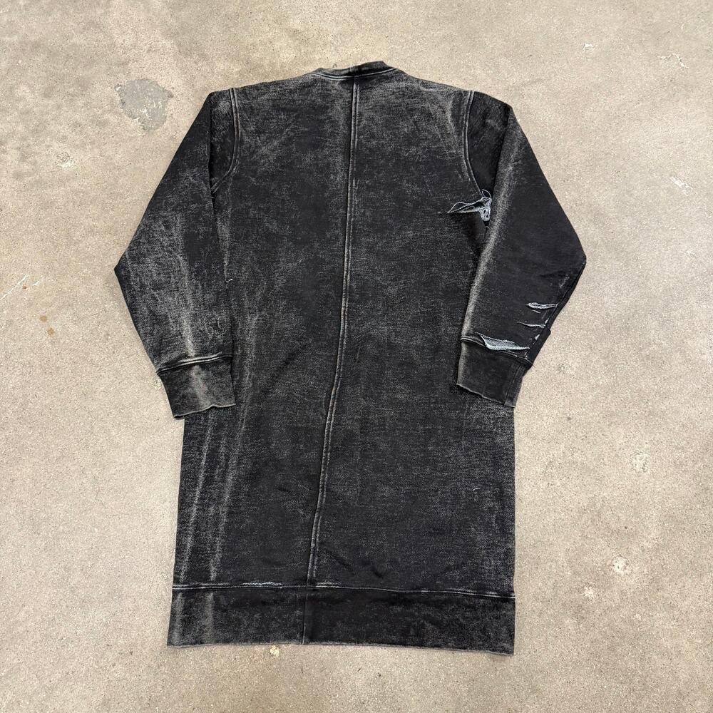 Helmut Lang Desginer Acid Wash Distressed Sweatshirt Dress Black Women Medium - Picture 5 of 8
